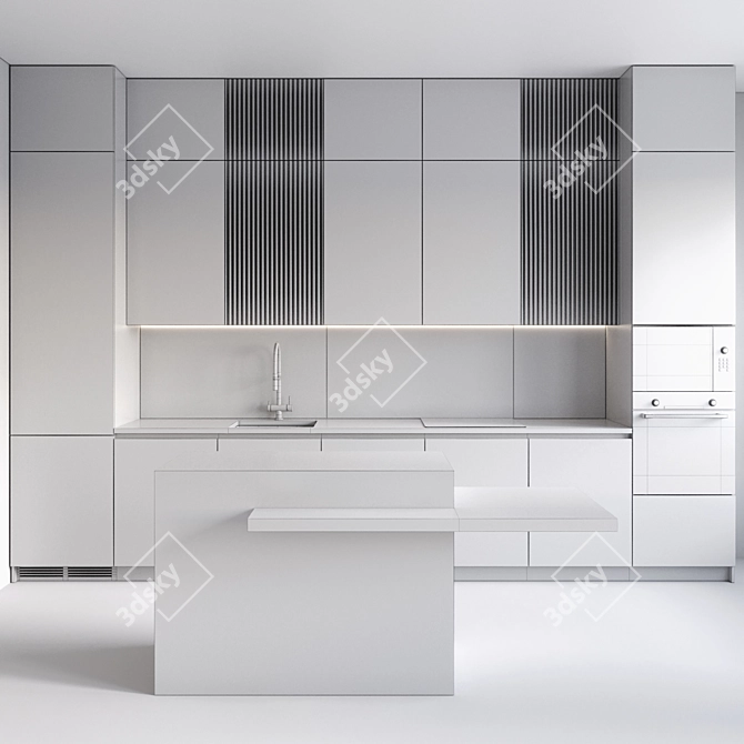 Modern Style Island Kitchen 3D model image 6