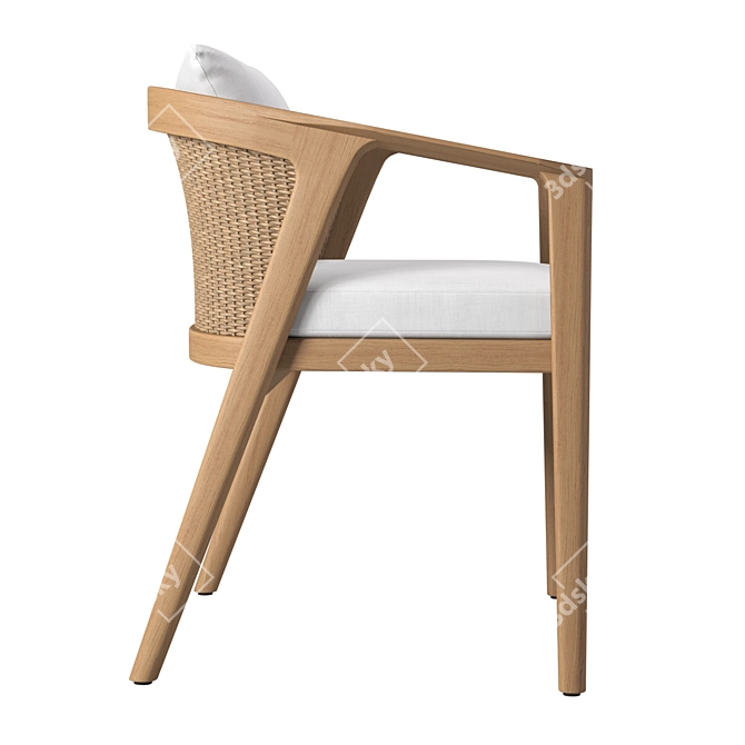 Luxury Teak Dining Armchair 3D model image 4