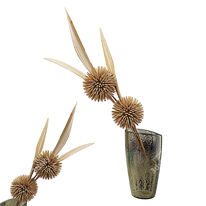 Wooden Floral Decor Showcase 3D model image 1