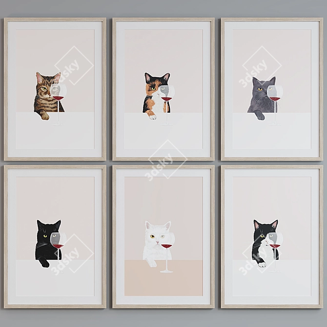 Cat Portrait Picture Frame Set 3D model image 4