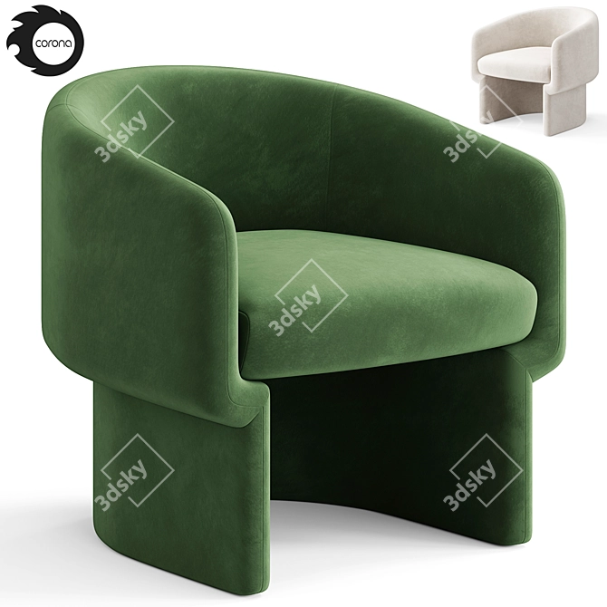 Swivel Velvet Barrel Chair 3D model image 1