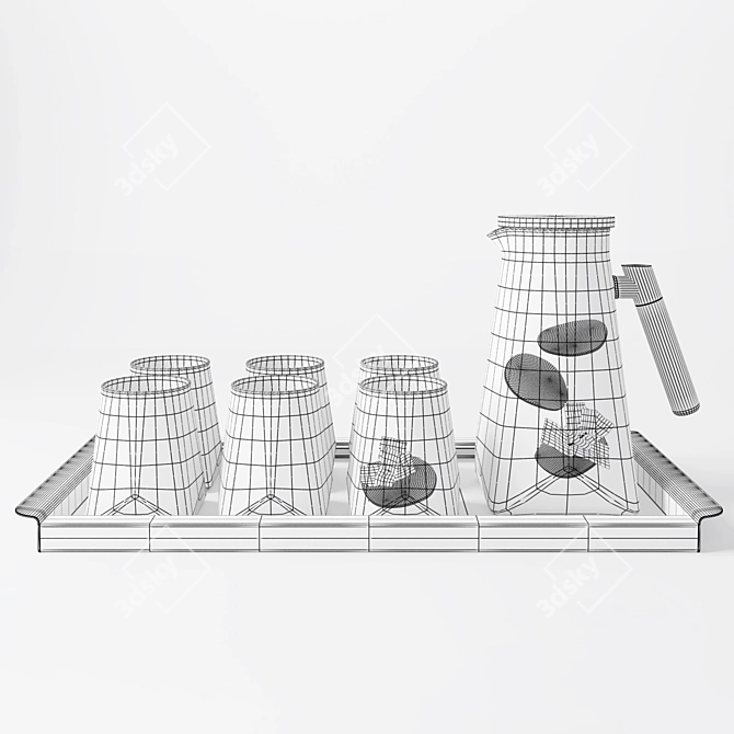 Elegant Glass Decanter Set 4 3D model image 3