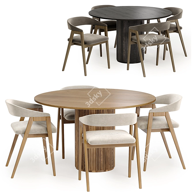 Luxury Dining Set Grey White 3D model image 1