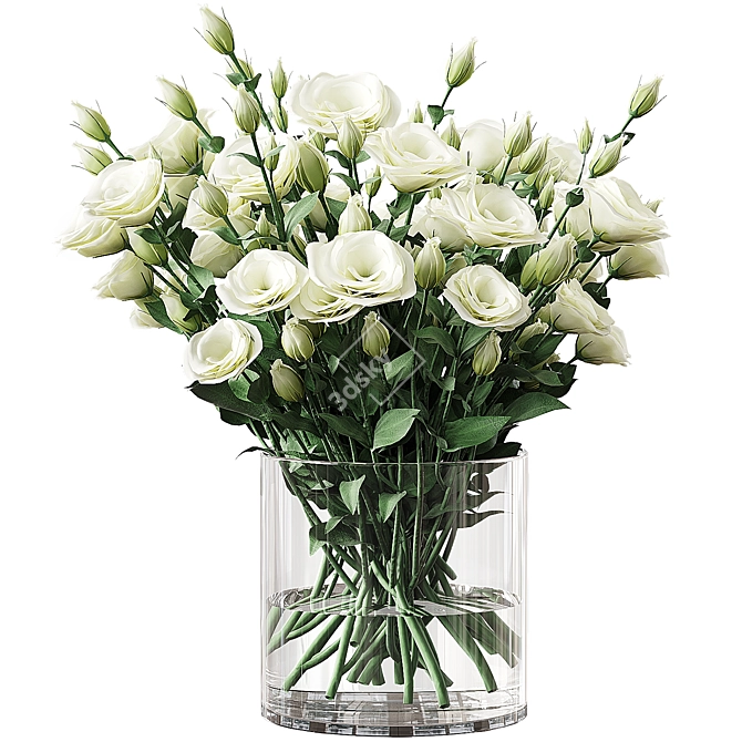Eustoma Lisianthus Bouquet - Elegant Floral Harmony 3D model image 1