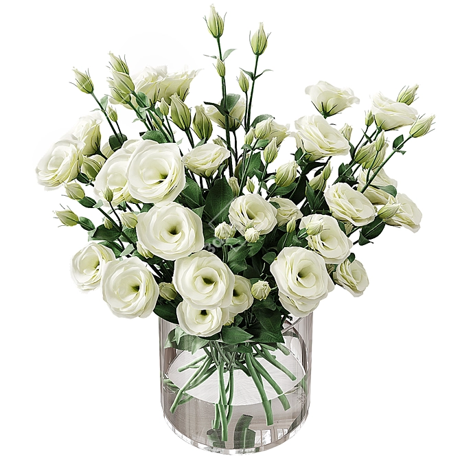 Eustoma Lisianthus Bouquet - Elegant Floral Harmony 3D model image 2