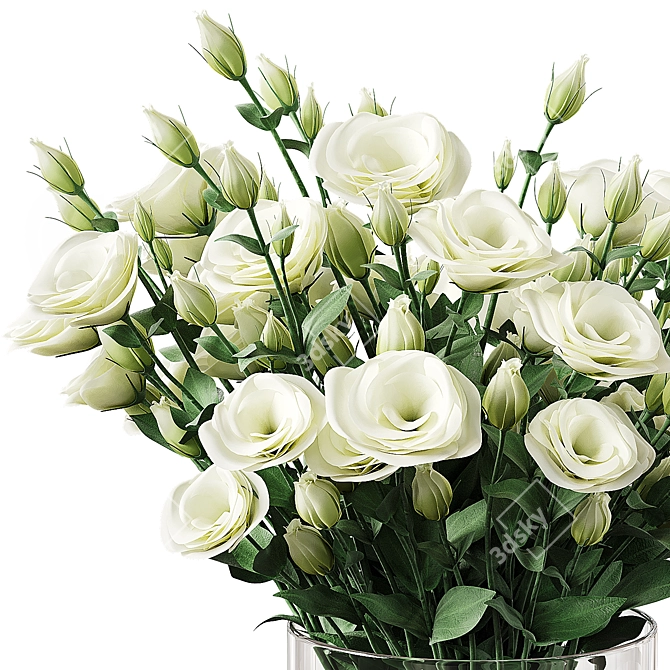 Eustoma Lisianthus Bouquet - Elegant Floral Harmony 3D model image 3