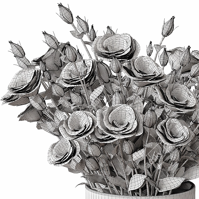Eustoma Lisianthus Bouquet - Elegant Floral Harmony 3D model image 4