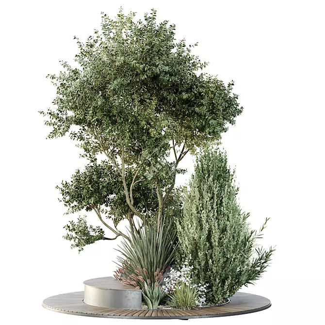  HQ Green Plant Bench Set 3D model image 2