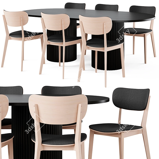 Edinburgh Dining Table with Kato Chair 3D model image 8
