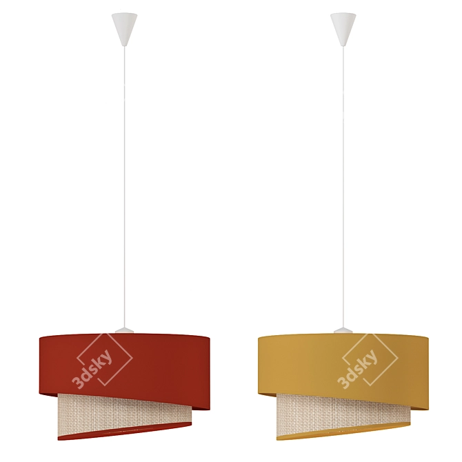 Raffia Cylinder Pendant Light 3D model image 3