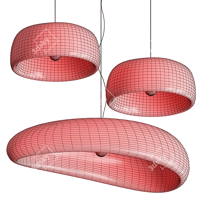 Minimalist Japanese pendant lamp 3D model image 4