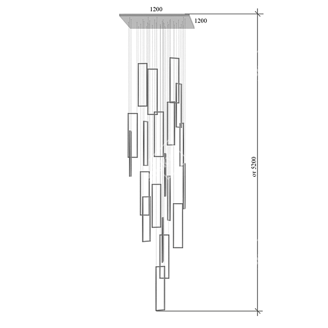 Modern Frame Pendant Light Fixture 3D model image 4