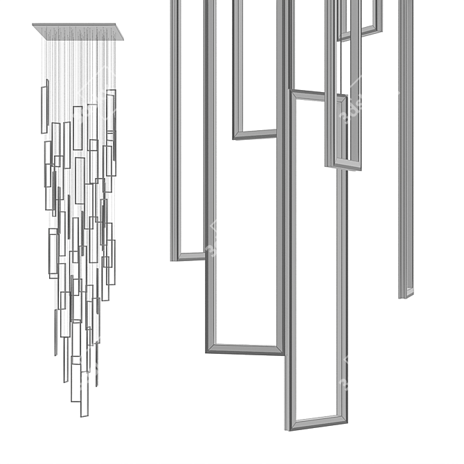 Modern Frame Pendant Light Fixture 3D model image 3