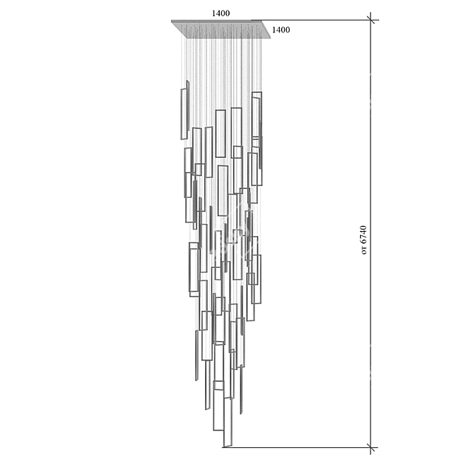 Modern Frame Pendant Light Fixture 3D model image 4