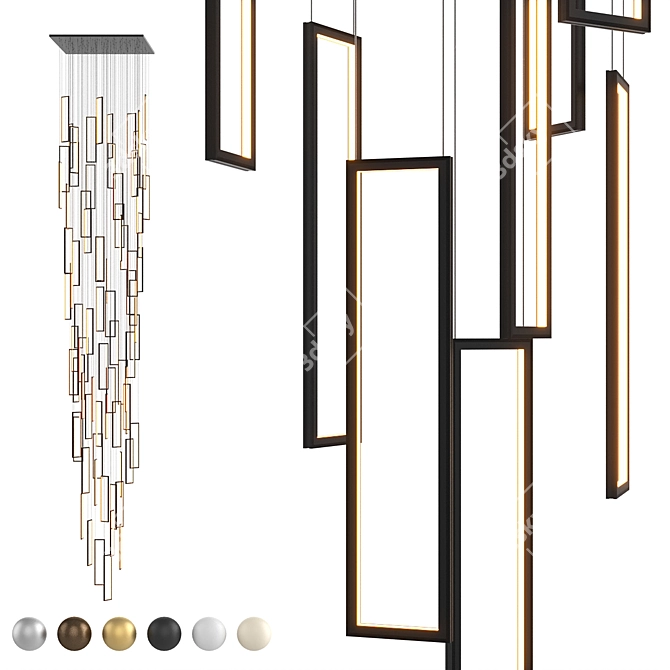 Modern Frame Pendant Light 3D model image 1