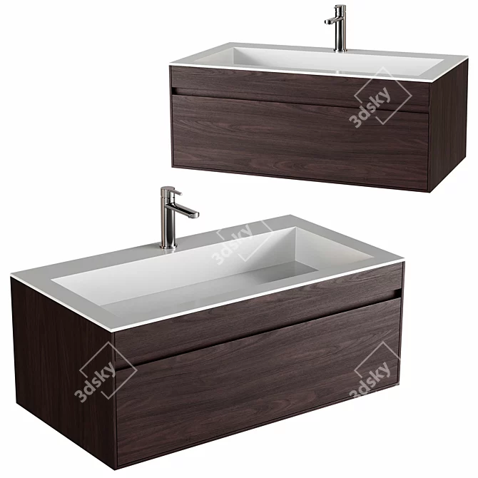 Elegant L-900mm Hanging Basin 3D model image 1