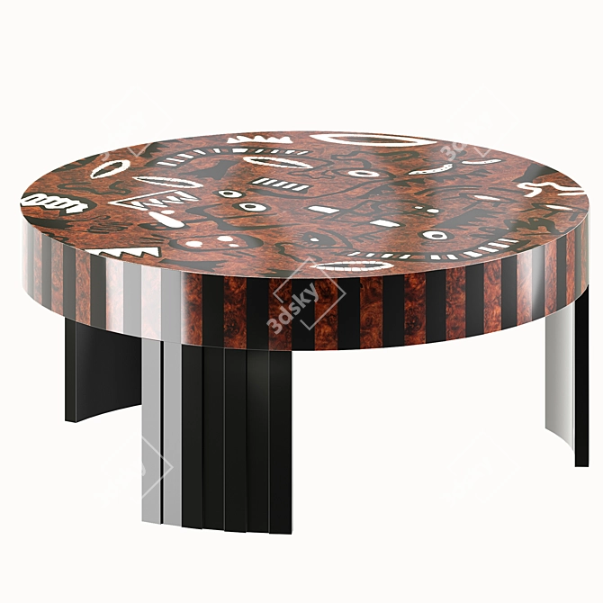 Modern Marquetry Folk Table 3D model image 7