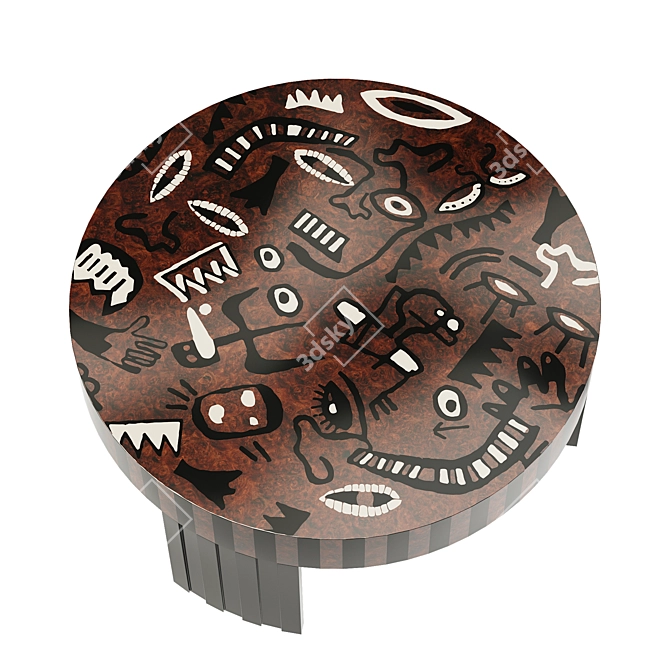 Modern Marquetry Folk Table 3D model image 3