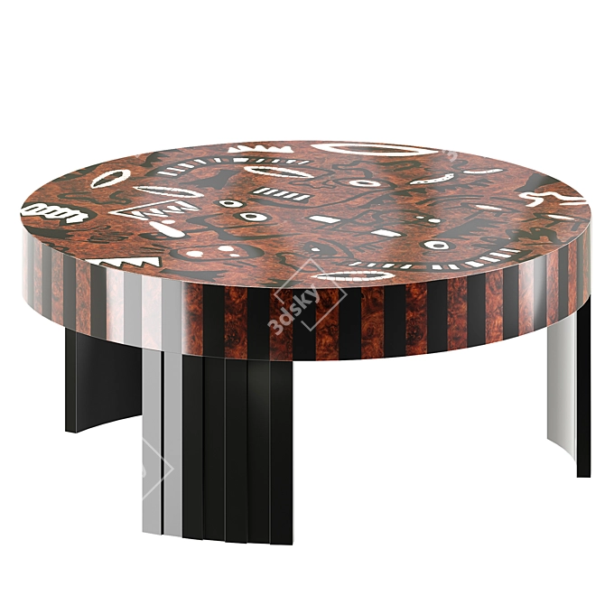 Modern Marquetry Folk Table 3D model image 5