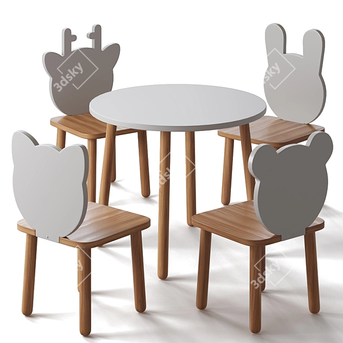 Rumekids Fauna Kids Table Set 3D model image 2