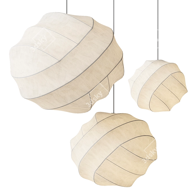 Japanese Silk Pendant Light 3D model image 1