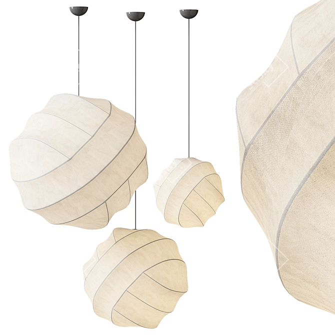 Japanese Silk Pendant Light 3D model image 2