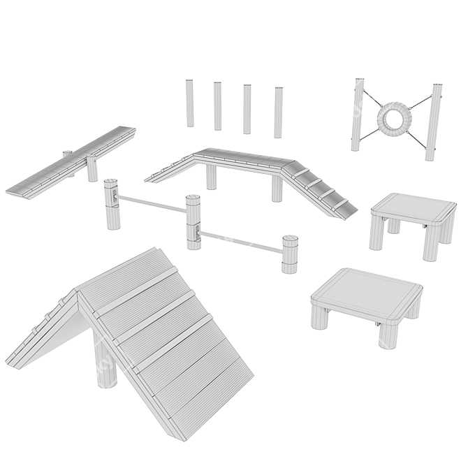 Eco-Style Dog Playground Equipment 3D model image 2