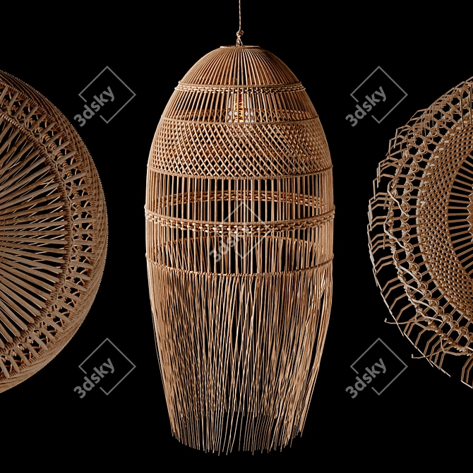 Natural Rattan Pendant Light 3D model image 9
