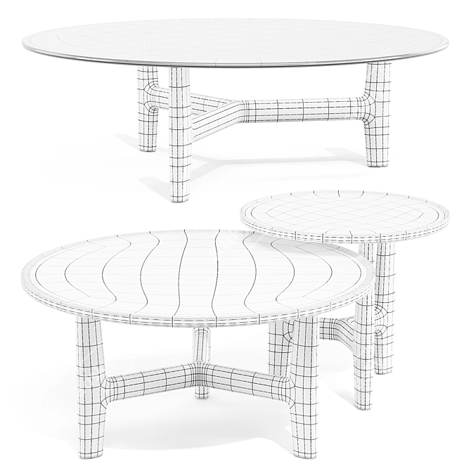 Modern Italian Coffee Table Set 3D model image 4