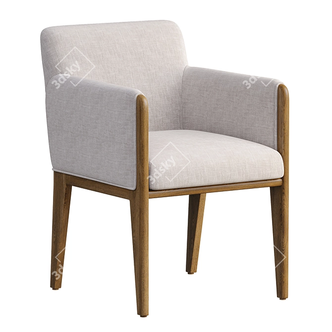 Elegant Ivory Dining Armchair 3D model image 1