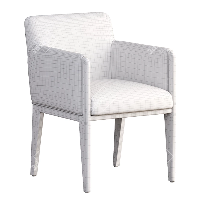 Elegant Ivory Dining Armchair 3D model image 2