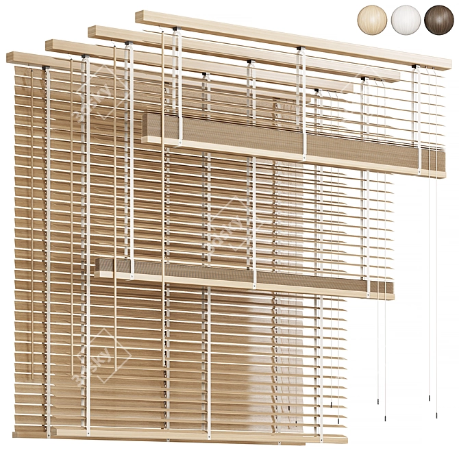 Folding Wooden Blinds Home Décor 3D model image 2