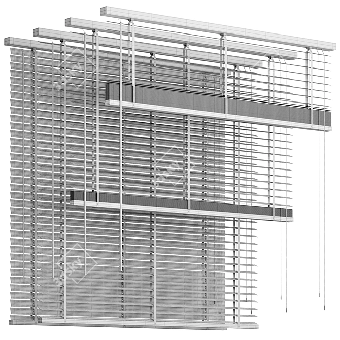 Folding Wooden Blinds Home Décor 3D model image 7
