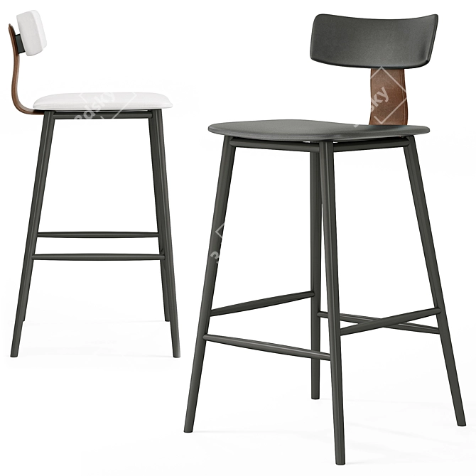 Half-Bar Stool ANT Black 3D model image 3