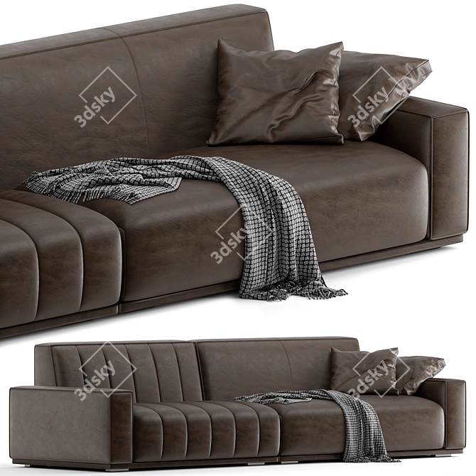 Modern Leather Sofa: Elegant Design 3D model image 2