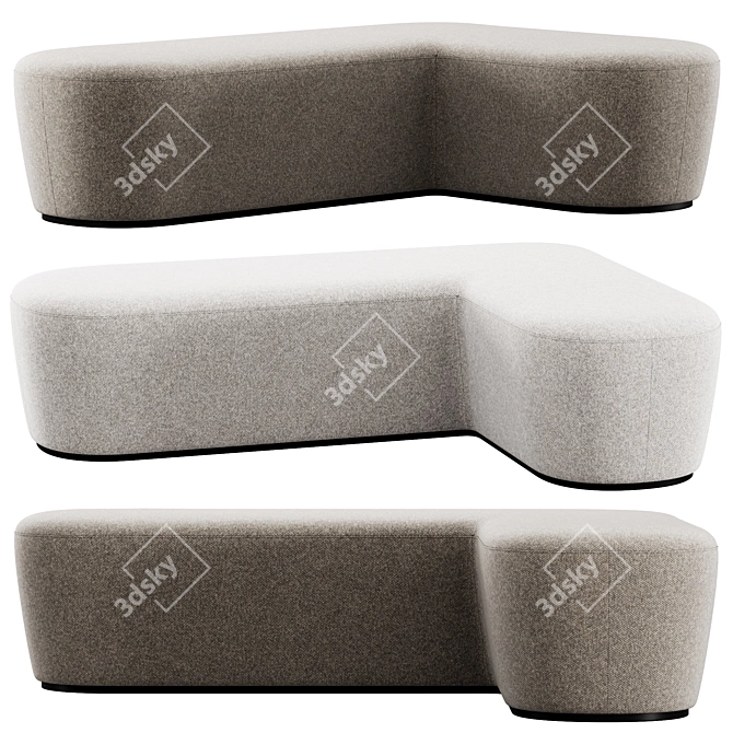 Modern L-Shaped Pouf Design 3D model image 2
