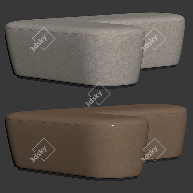 Modern L-Shaped Pouf Design 3D model image 7