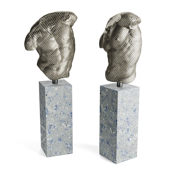 Modern Roman Torso Sculpture Pedestal 3D model image 6