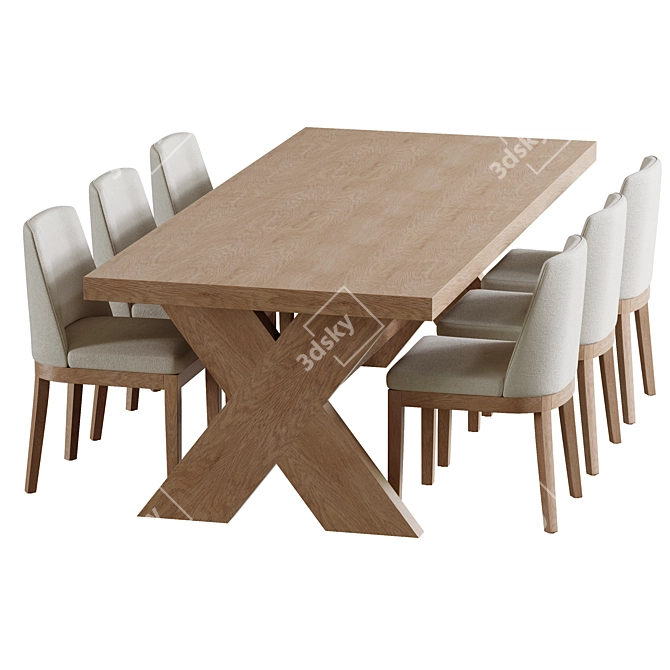  Modern Farmhouse Table Set 3D model image 4