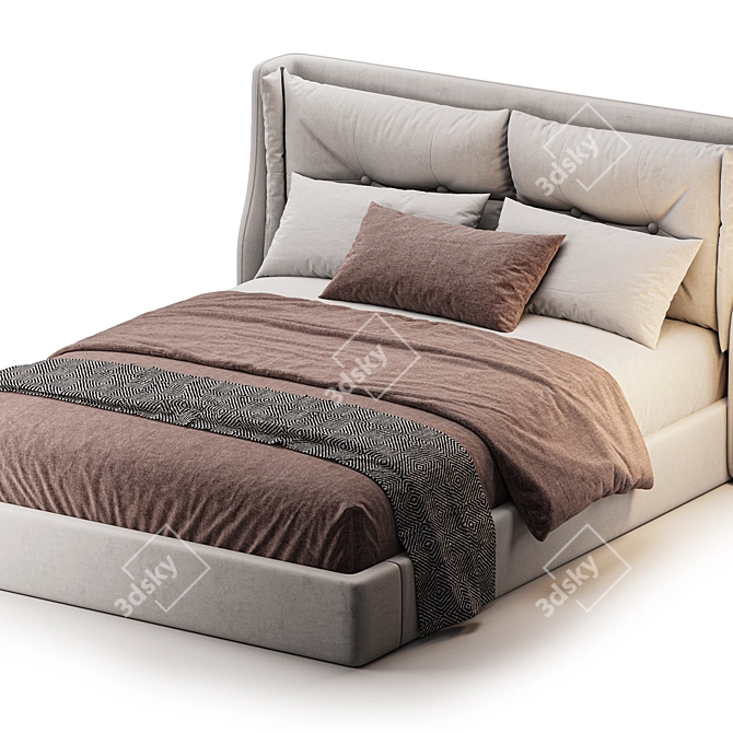 Modern Faux Leather Upholstered Bed 3D model image 2