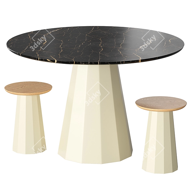 Ankara Stool & Round Table 3D model image 1