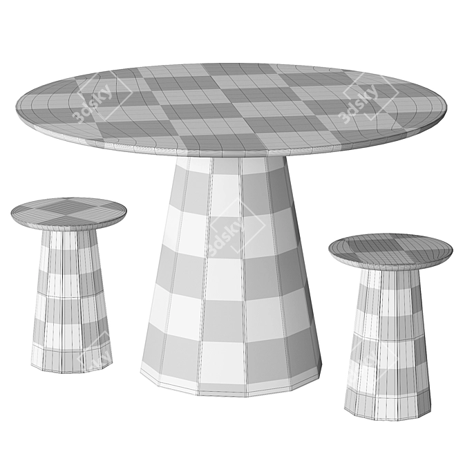 Ankara Stool & Round Table 3D model image 3