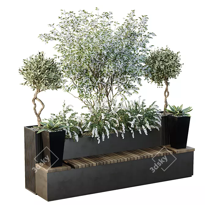 Urban Green Benches 3D Collection 3D model image 1