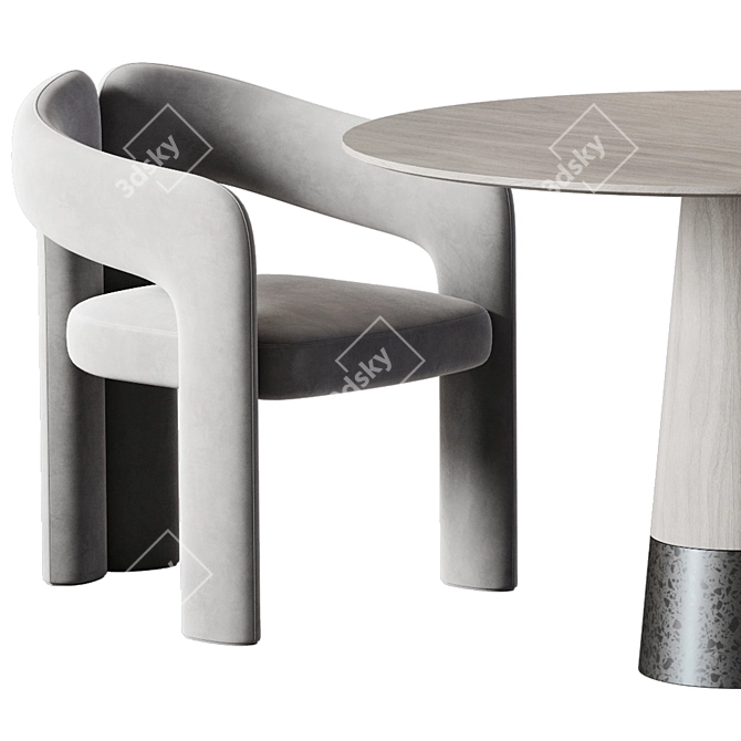 Velvet Table with Dudet Chair 3D model image 2