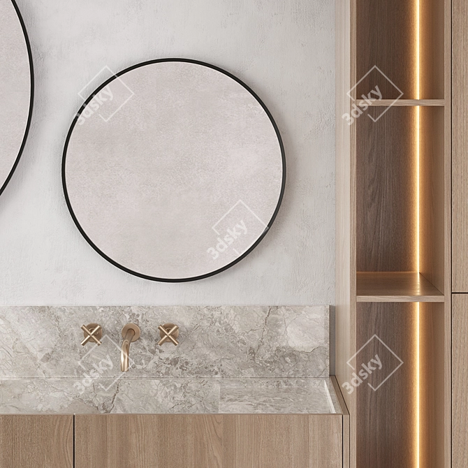 Zen Minimalist Bathroom Set 3D model image 4