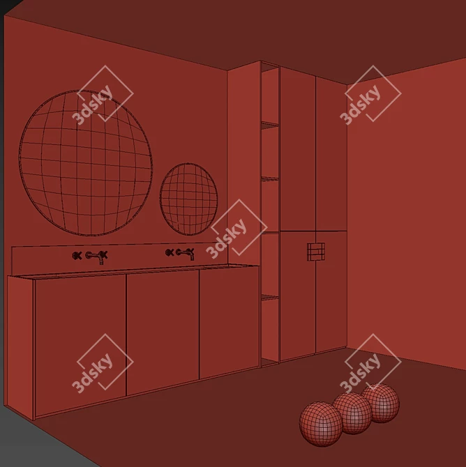Zen Minimalist Bathroom Set 3D model image 6