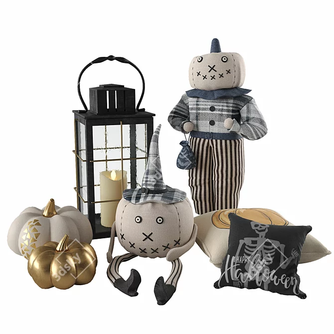 Halloween Decor Set: Lantern, Pillows 3D model image 18