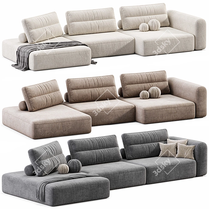 Modern Sectional Fabric Sofa, 2015 3D model image 1