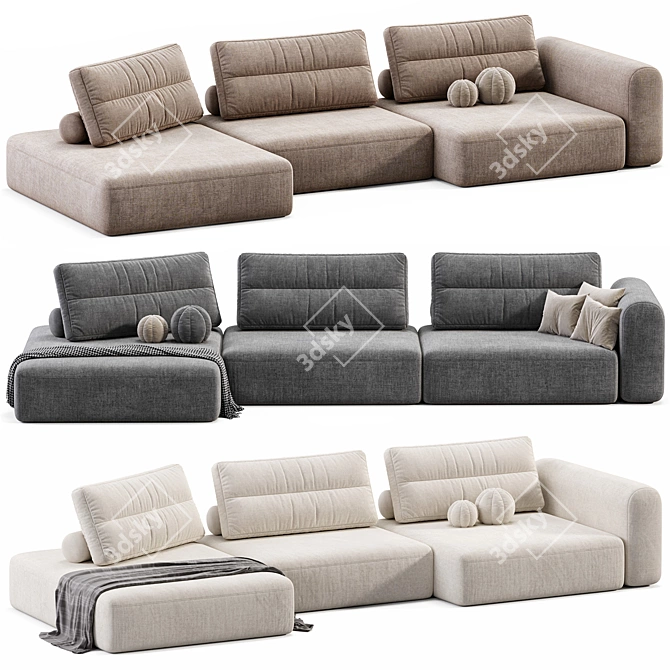 Modern Sectional Fabric Sofa, 2015 3D model image 2