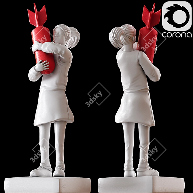 Banksy Girl with Bomb Figurine 3D model image 1